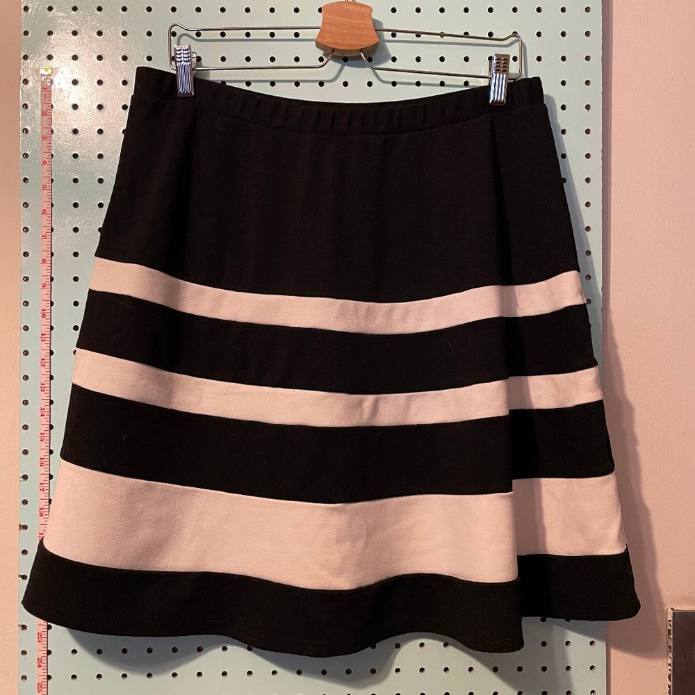 Striped A-Line Midi Skirt